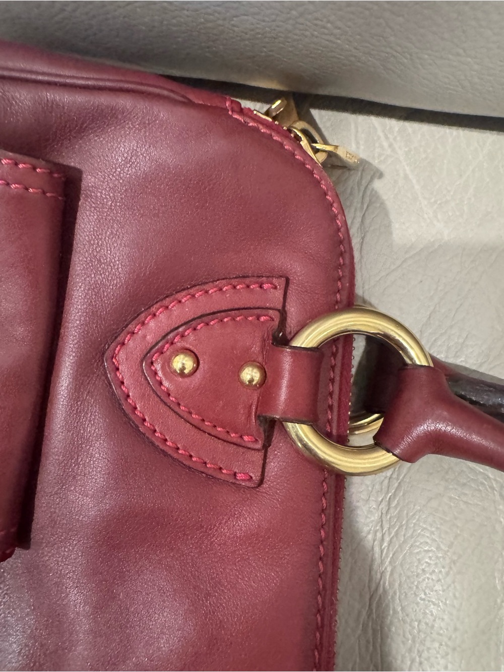 Marc Jacobs Deep Burgundy Leather Blake Satchel with Gold Hardware - Picture 10 of 13